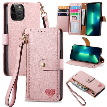 Love Zipper Lanyard Leather Phone Case