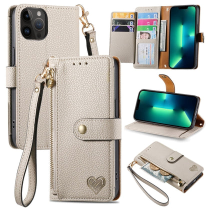 Love Zipper Lanyard Leather Phone Case