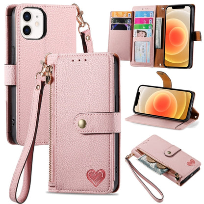 Love Zipper Lanyard Leather Phone Case