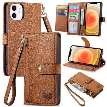 Love Zipper Lanyard Leather Phone Case