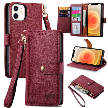 Love Zipper Lanyard Leather Phone Case
