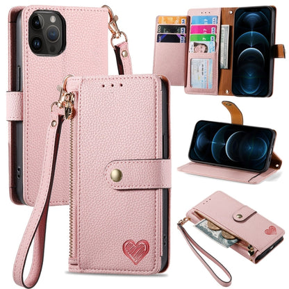 Love Zipper Lanyard Leather Phone Case