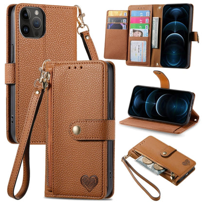 Love Zipper Lanyard Leather Phone Case