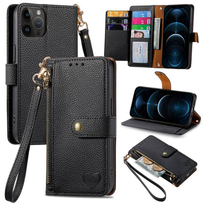 Love Zipper Lanyard Leather Phone Case