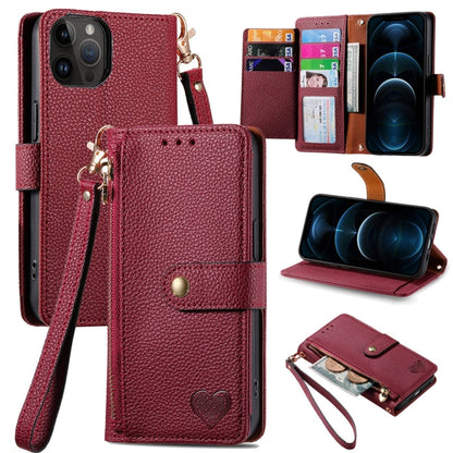 Love Zipper Lanyard Leather Phone Case
