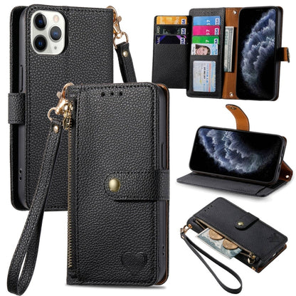 Love Zipper Lanyard Leather Phone Case