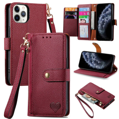 Love Zipper Lanyard Leather Phone Case