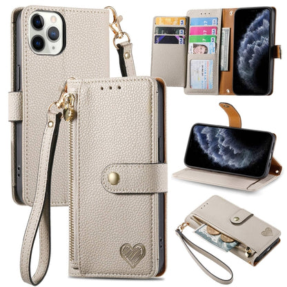 Love Zipper Lanyard Leather Phone Case