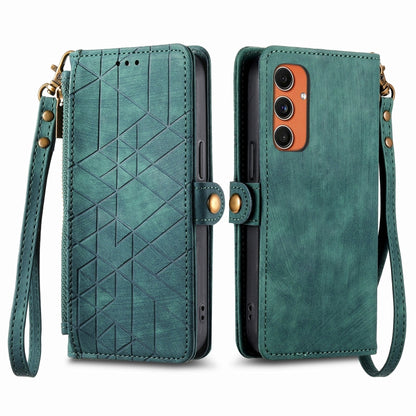 Geometric Zipper Wallet Side Buckle Leather Phone Case