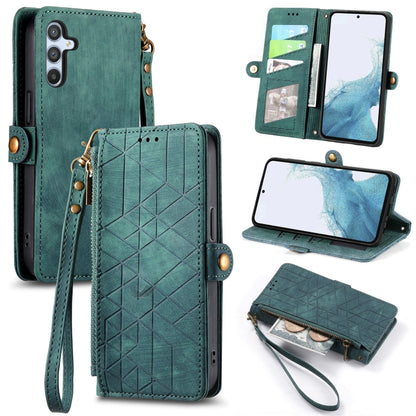 Geometric Zipper Wallet Side Buckle Leather Phone Case