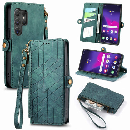 Geometric Zipper Wallet Side Buckle Leather Phone Case