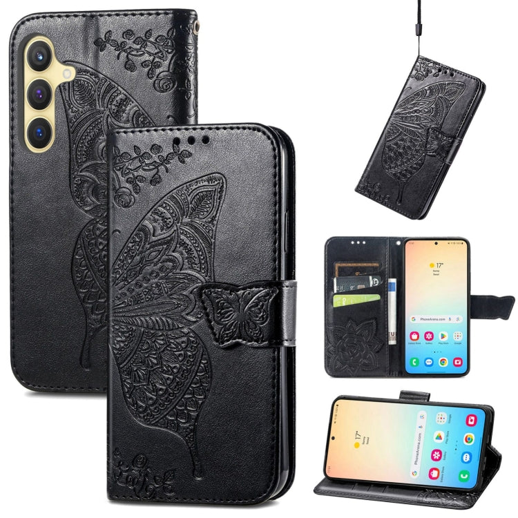 Butterfly Love Flower Embossed Leather Phone Case