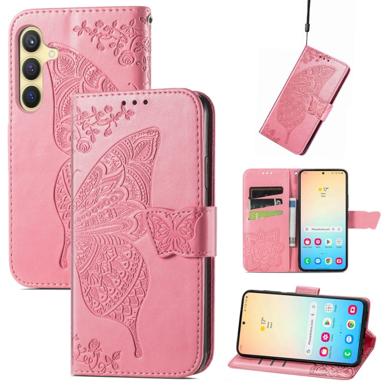 Butterfly Love Flower Embossed Leather Phone Case