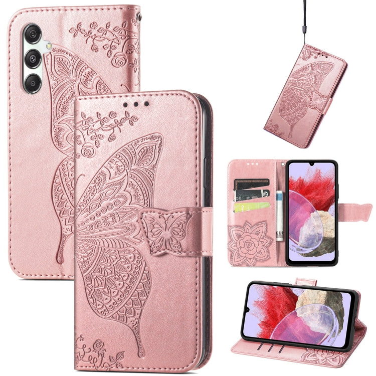 Butterfly Love Flower Embossed Leather Phone Case