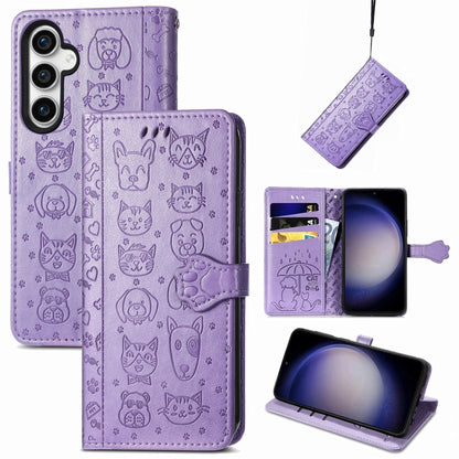 Cat and Dog Embossed Leather Phone Case