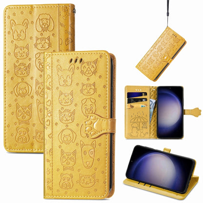 Cat and Dog Embossed Leather Phone Case