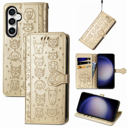 Cat and Dog Embossed Leather Phone Case