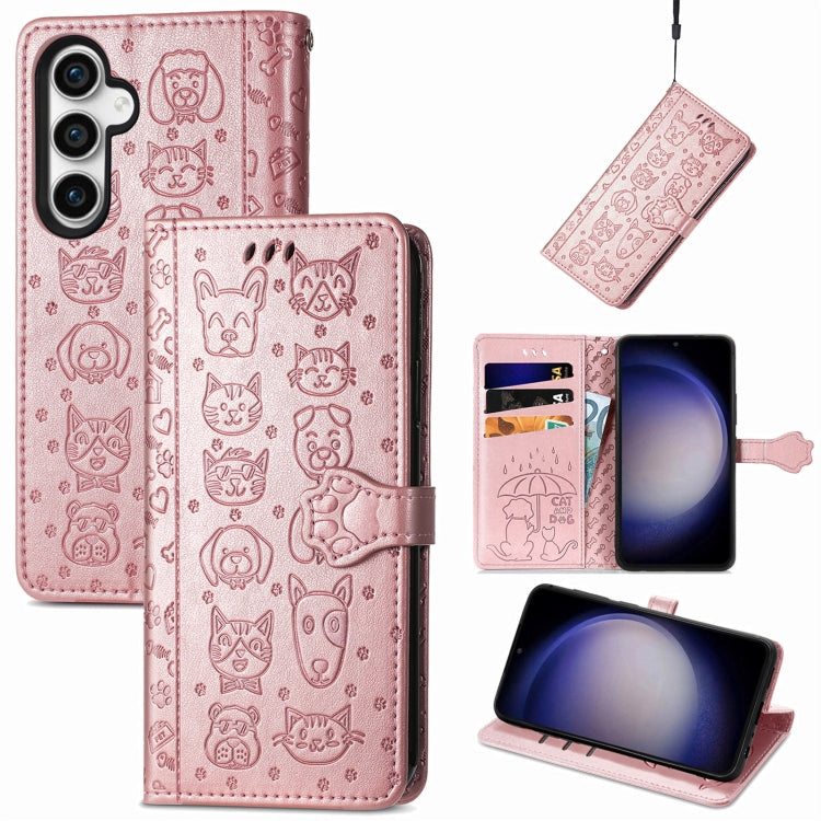 Cat and Dog Embossed Leather Phone Case