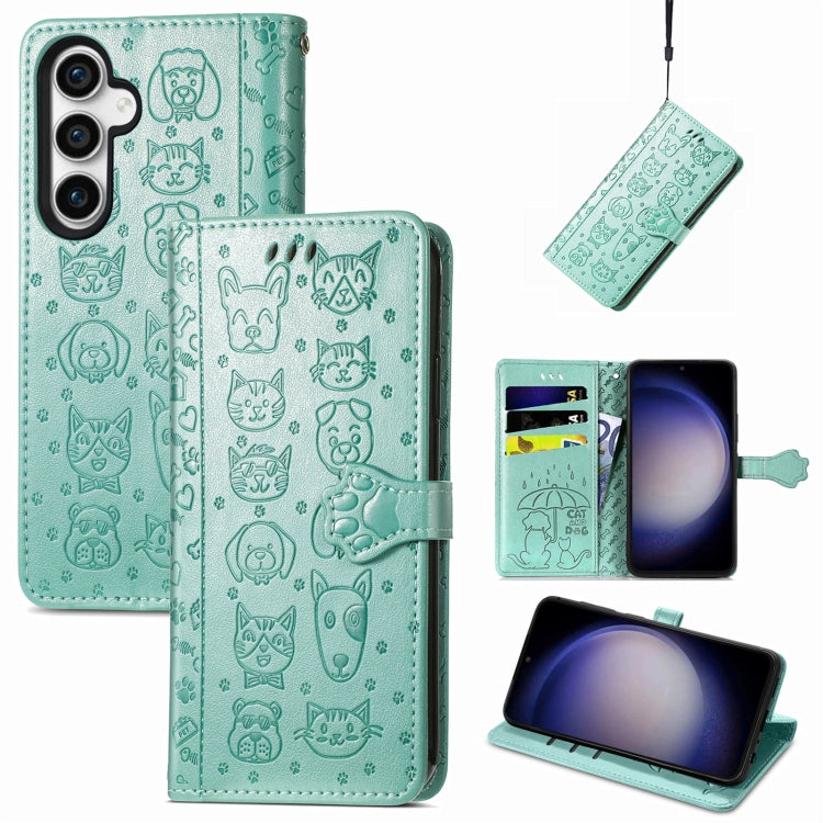 Cat and Dog Embossed Leather Phone Case