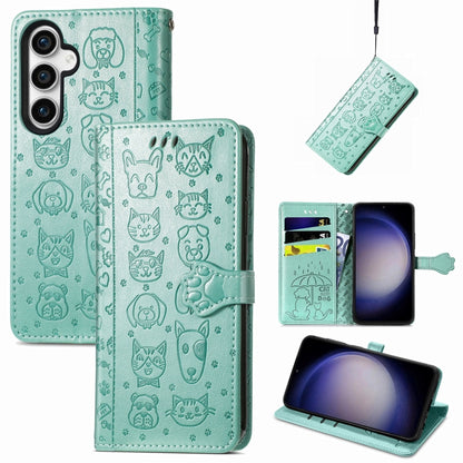 Cat and Dog Embossed Leather Phone Case