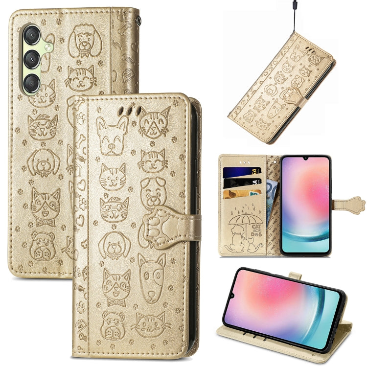 Cat and Dog Embossed Leather Phone Case