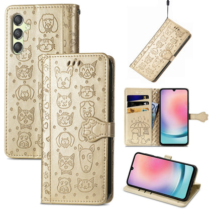 Cat and Dog Embossed Leather Phone Case