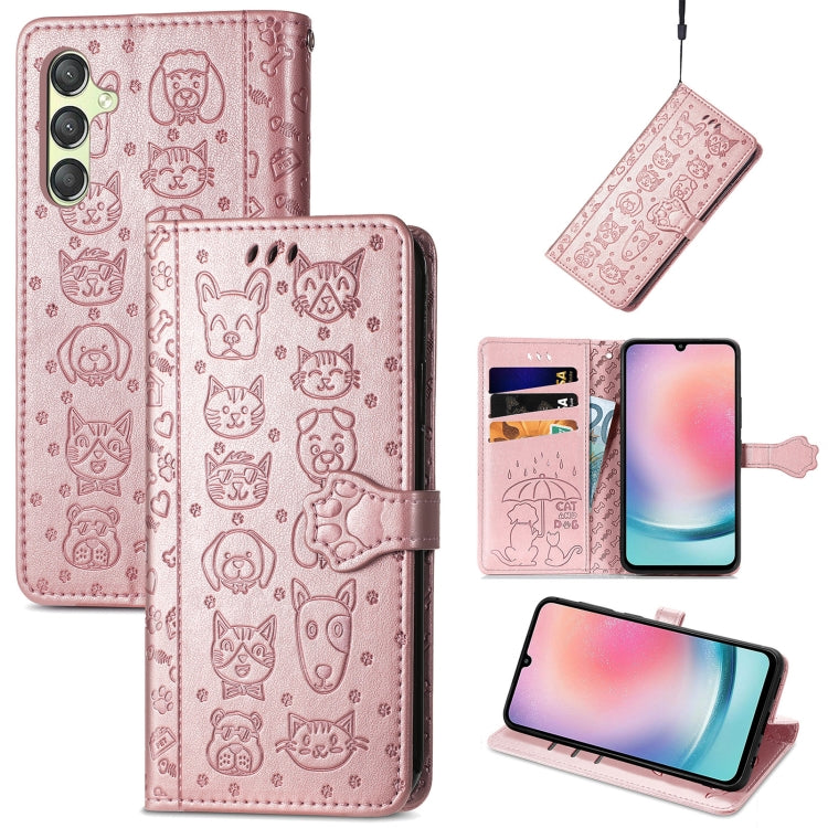 Cat and Dog Embossed Leather Phone Case