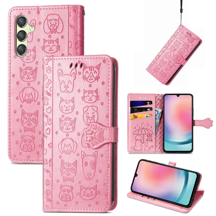 Cat and Dog Embossed Leather Phone Case