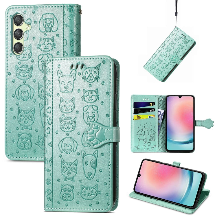 Cat and Dog Embossed Leather Phone Case