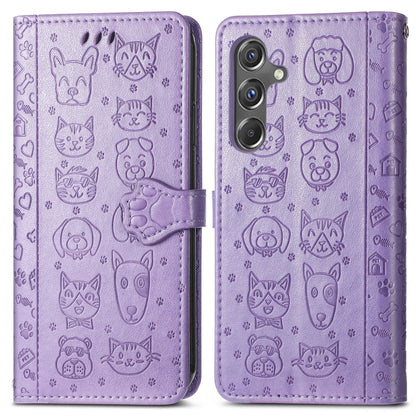 Cat and Dog Embossed Leather Phone Case