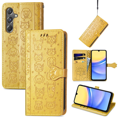 Cat and Dog Embossed Leather Phone Case