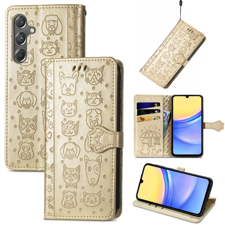 Cat and Dog Embossed Leather Phone Case