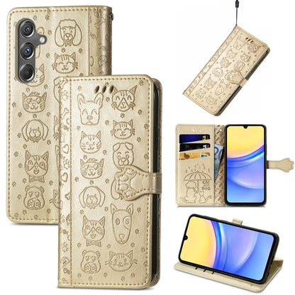 Cat and Dog Embossed Leather Phone Case