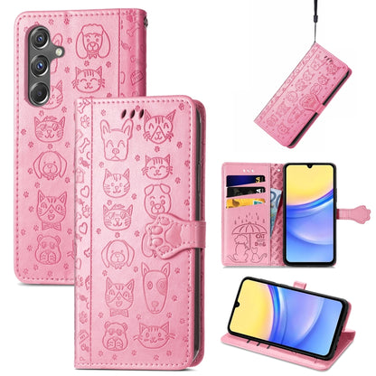 Cat and Dog Embossed Leather Phone Case