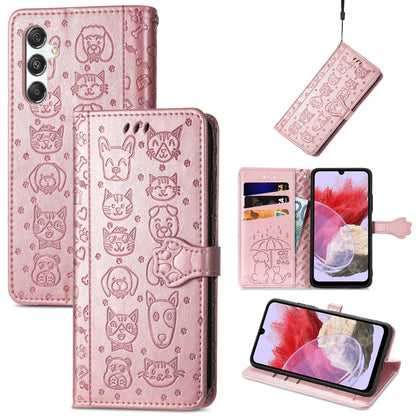 Cat and Dog Embossed Leather Phone Case