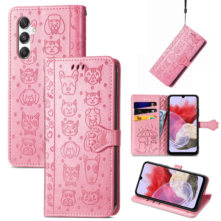 Cat and Dog Embossed Leather Phone Case