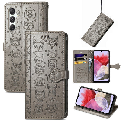 Cat and Dog Embossed Leather Phone Case