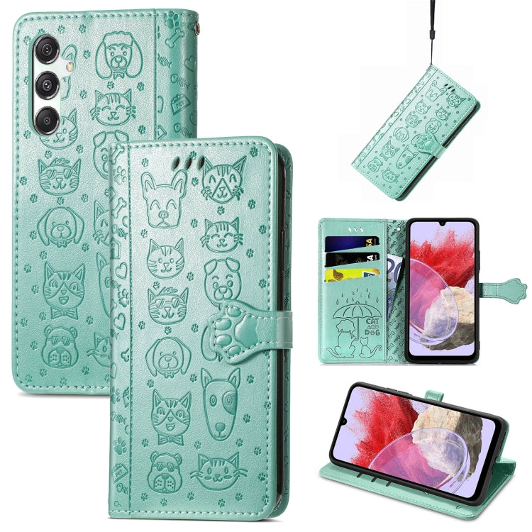 Cat and Dog Embossed Leather Phone Case