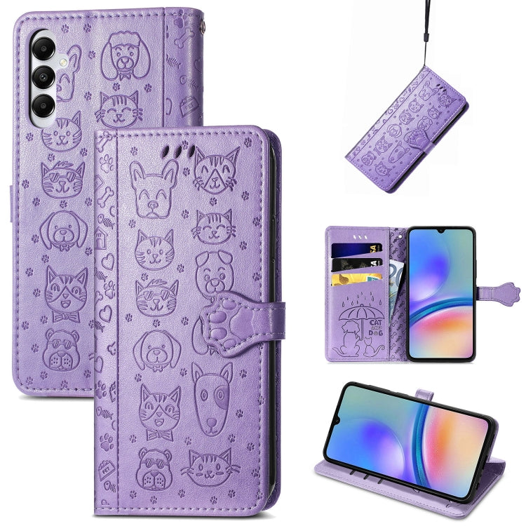 Cat and Dog Embossed Leather Phone Case