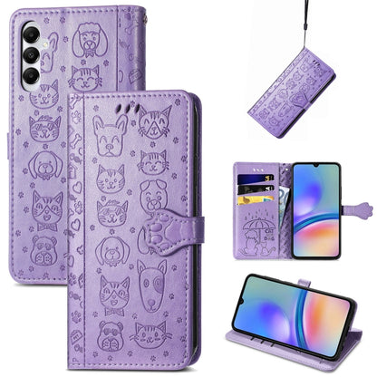 Cat and Dog Embossed Leather Phone Case