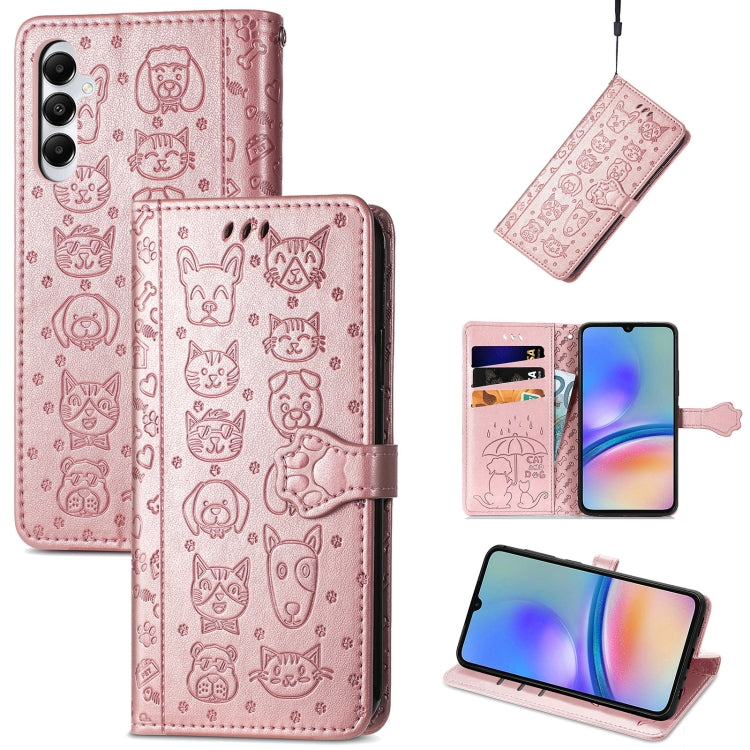 Cat and Dog Embossed Leather Phone Case