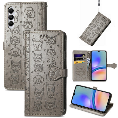 Cat and Dog Embossed Leather Phone Case