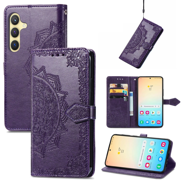 Mandala Flower Embossed Leather Phone Case