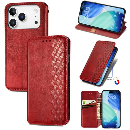 Cubic Grid Pressed Magnetic Leather Phone Case