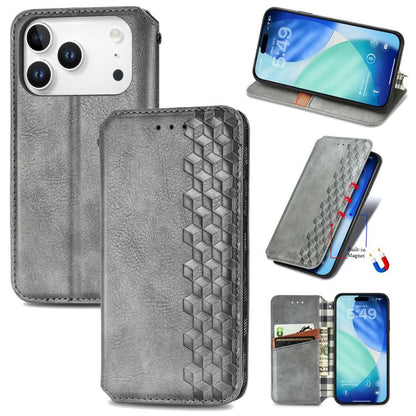 Cubic Grid Pressed Magnetic Leather Phone Case