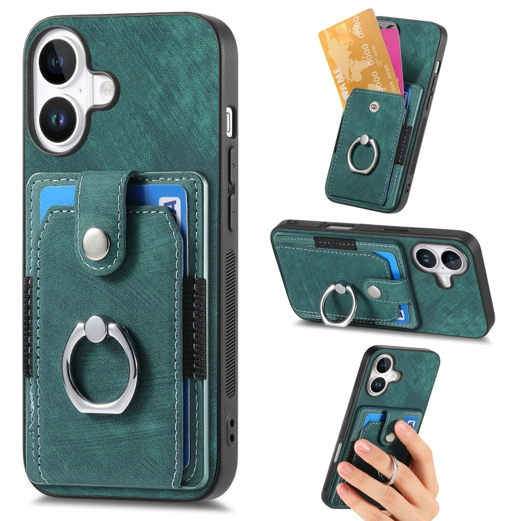 Retro Skin-feel Ring Card Wallet Phone Case