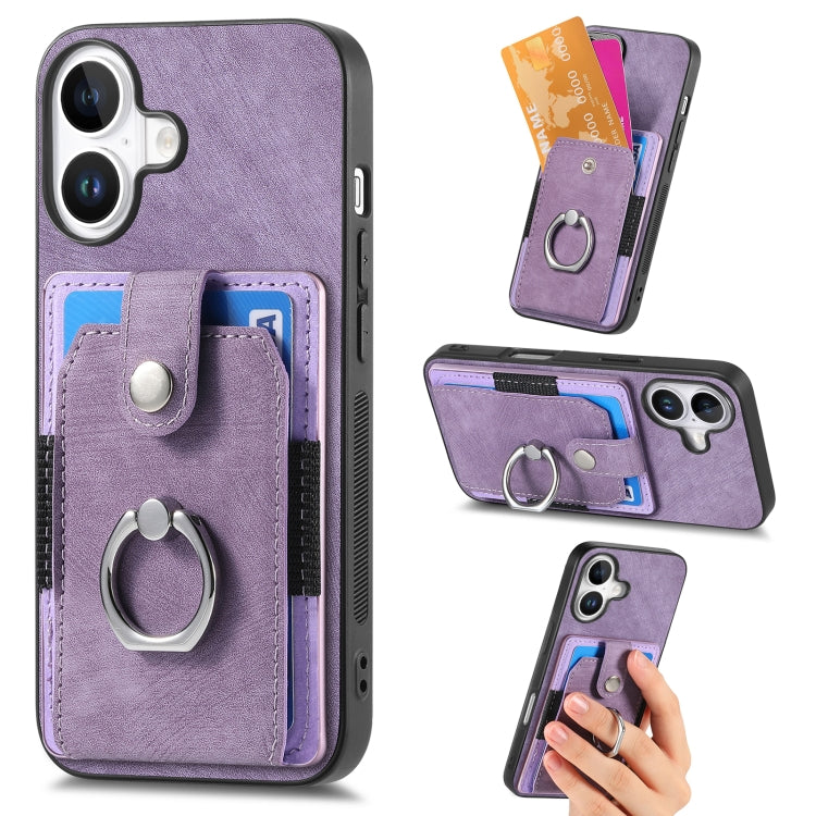 Retro Skin-feel Ring Card Wallet Phone Case