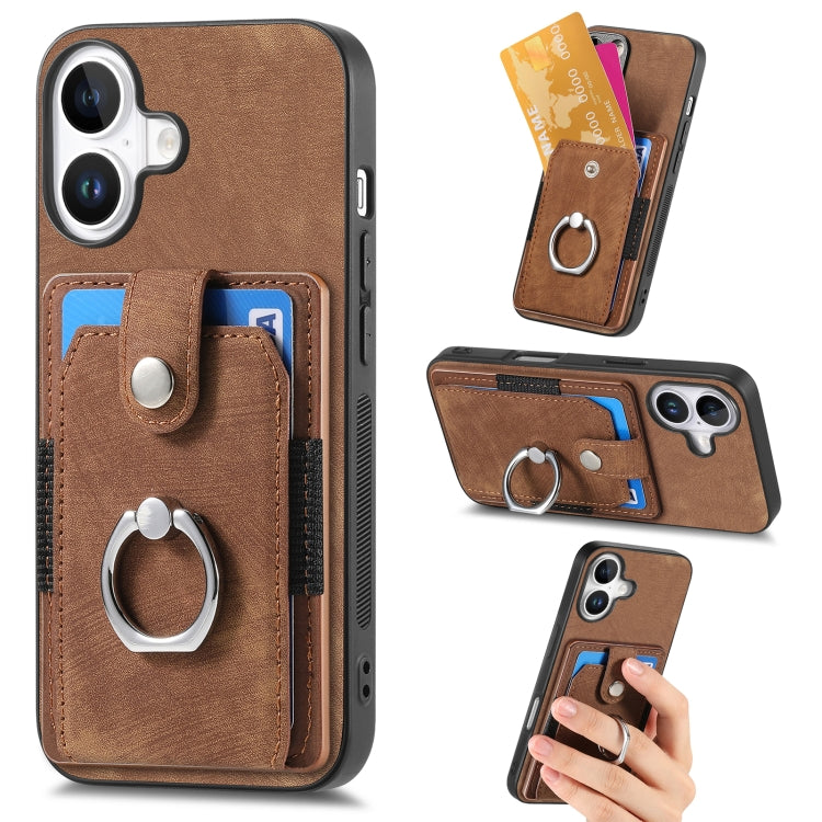 Retro Skin-feel Ring Card Wallet Phone Case