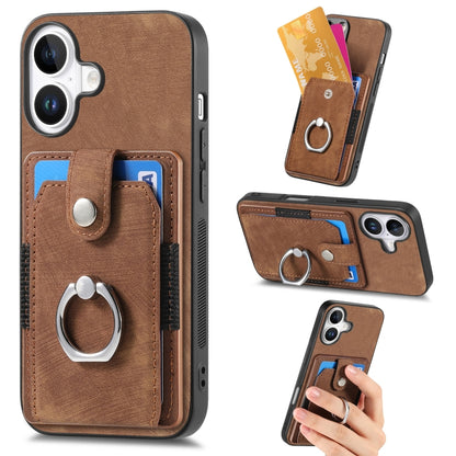 Retro Skin-feel Ring Card Wallet Phone Case