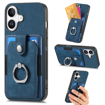 Retro Skin-feel Ring Card Wallet Phone Case